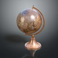 Vintage Globe Decorative Ornament with Brass Stand and Copper Base for Home Office Table Decoration