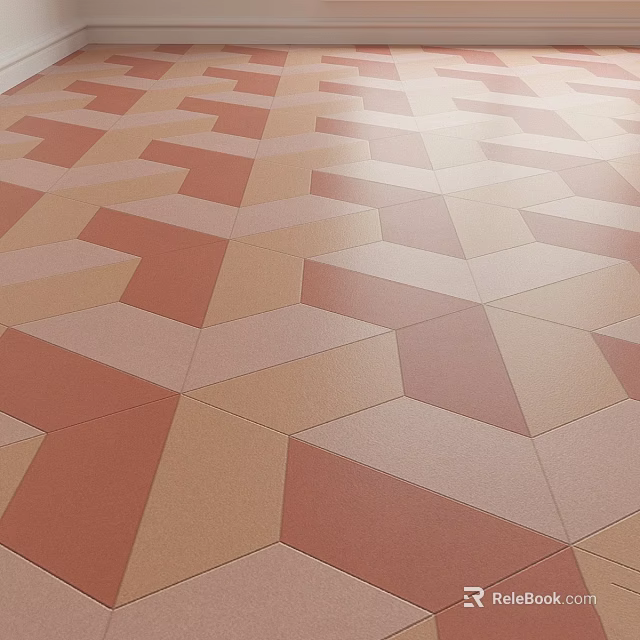 Floor Tile Components With Geometric Pattern In Reddish Brown And Beige Tones 3d model