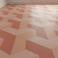 Floor Tile Components With Geometric Pattern In Reddish Brown And Beige Tones 3d model