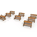 Wooden Benches Arrangement In Architectural Interior With Classic Design Style