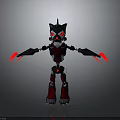 Black Red Mechanical Character Design With Spiked Head Red Eyes Mechanical Arms Legs Red Claws
