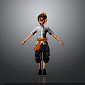 3D Rendering of Young Boy with Spiky Orange Hair Wearing White Shirt and Dark Pants