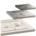 Modern Square Pendant Lights With White Panels Black Frames And Different Sizes For Interior 3d model