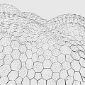Two Detailed Wireframe Cloud Mesh Structures In 3D Digital Rendering Design