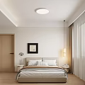 Modern Bedroom Interior Design With Comfortable Bed Wooden Nightstand And Framed Wall Art