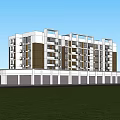 Modern Multi Story Residential Building Exterior With Balconies And Green Areas