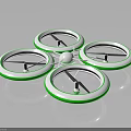 Futuristic Quadcopter Drone With Green Rimmed Circular Frames And Propellers 3d model