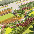 Scenic Park Landscape Design With Lush Green Lawn Colorful Trees Soccer Field And Walking Paths