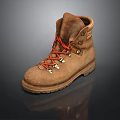 Durable Brown Leather Outdoor Boots With Red Laces And Metal Eyelets