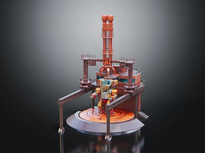 Advanced Industrial Equipment Featuring Tower Structure Pipes Platforms And Stable Base Design 3d model