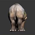 Decorative Rhinoceros Figurine With Painted Savanna Scene And Rhinoceros Image On Body