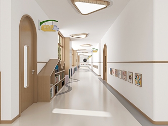 Modern aisle kindergarten foyer corridor 3d model