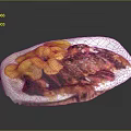 Yellow Potato Chips And Red Sliced Meat Served On White Plate