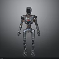 Silver Metallic Robot Figure With Shiny Surface And Sci Fi Design