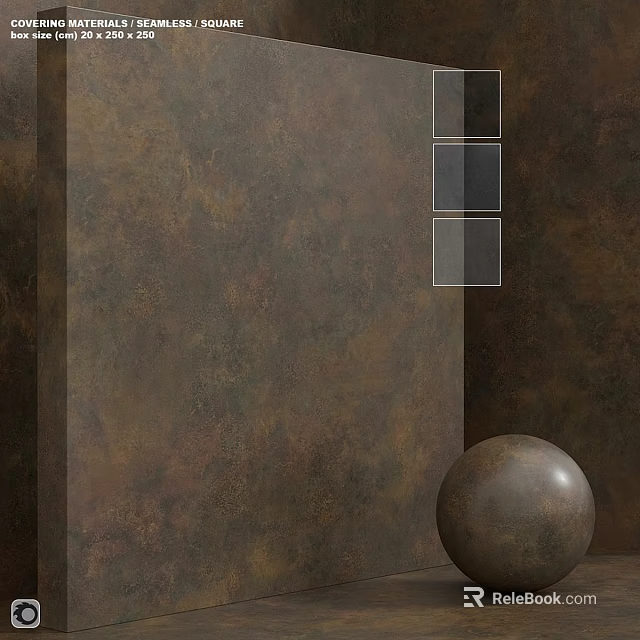 Brown Textured Wall Components with Metal Sphere and Three Gray Squares 3d model 