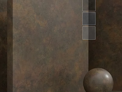 Brown Textured Wall Components with Metal Sphere and Three Gray Squares 3d model