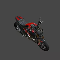 Sleek Black Motorcycle With Red Frame Golden Forks And Modern Sporty Design