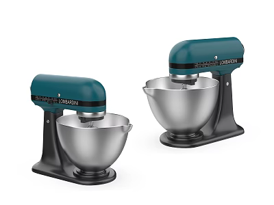 KitchenAid Teal Stand Mixers With Stainless Steel Bowls For Kitchen Use 3d model