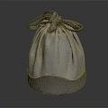 Gray Suede Drawstring Bag With Custom Label And Minimal Design 3d model