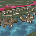 Waterfront Detached Villas Community Surrounded By Blue Water And Green Landscapes