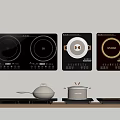 Sleek Kitchen Appliances Featuring Black Wall Mounted Electric Cooktops With Countertop Pots