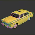 Vintage Yellow Taxi Car With Classic Design And Roof TAXI Sign
