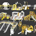 Creative Modern Playground Equipment With Slides Climbing Frames Tunnels And Platforms 3d model