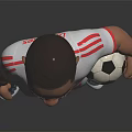 Man wearing white soccer uniform with red trim and Latitude text holding soccer ball