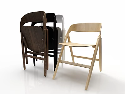 Modern Foldable Wooden Chairs With Backrest In Brown Black And Natural Wood Colors 3d model