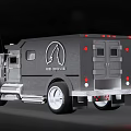 Black Armored Security Functional Vehicle With Service Logo And Design Features 3d model