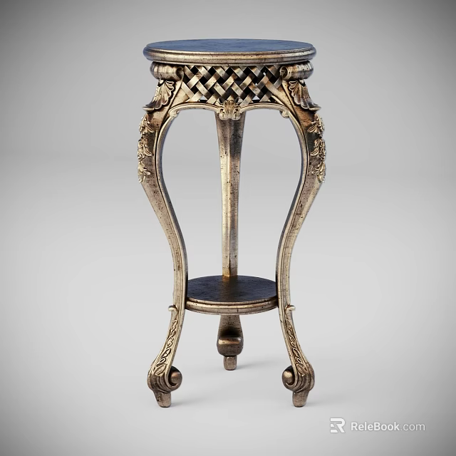 Ornate Round Side Table With Carved Legs And Intricate Base Design 3d model 