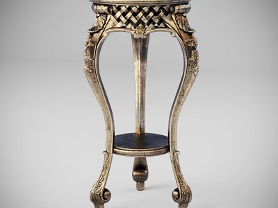 Ornate Round Side Table With Carved Legs And Intricate Base Design 3d model