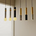 Modern Marble Metal Pendant Lights Gold Black Gray With Warm Glow By Window Blinds