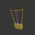 Traditional Stringed Musical Instrument With Wooden Frame Strings And Resonant Body