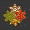Star Shaped Cookies With Colorful Icing And Sprinkles On Black Background