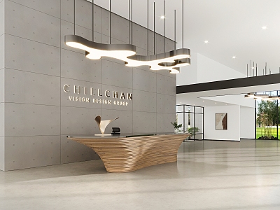 Modern lobby front desk 3d model