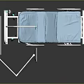 Adjustable Medical Bed With Blue Mattress Control Panel IV Pole And Wheels