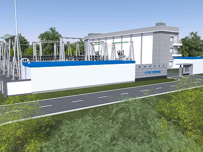 Modern Industrial Factory Building With Steel Structure Multi Story Green Surroundings And Production Equipment 3d model