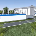 Modern Industrial Factory Building With Steel Structure Multi Story Green Surroundings And Production Equipment