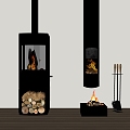 Stami Modern Fireplace Stove Firewood 3d model