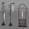 Modern Black Coat Racks With Branch Shaped Arched Designs And Wire Baskets