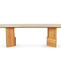 Modern Wooden Dining Table With Minimalist Design And Unique Block Legs 3d model