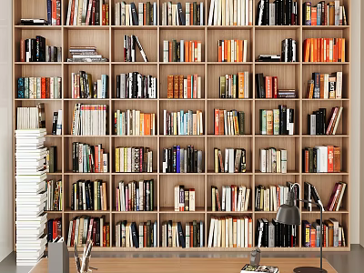 Large Collection of Books and Magazines on Wooden Bookshelves with Colorful Spines in Home Library 3d model