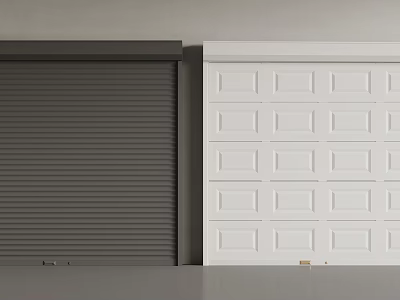 Dark Gray Roller Garage Door And White Panel Design Garage Door 3d model