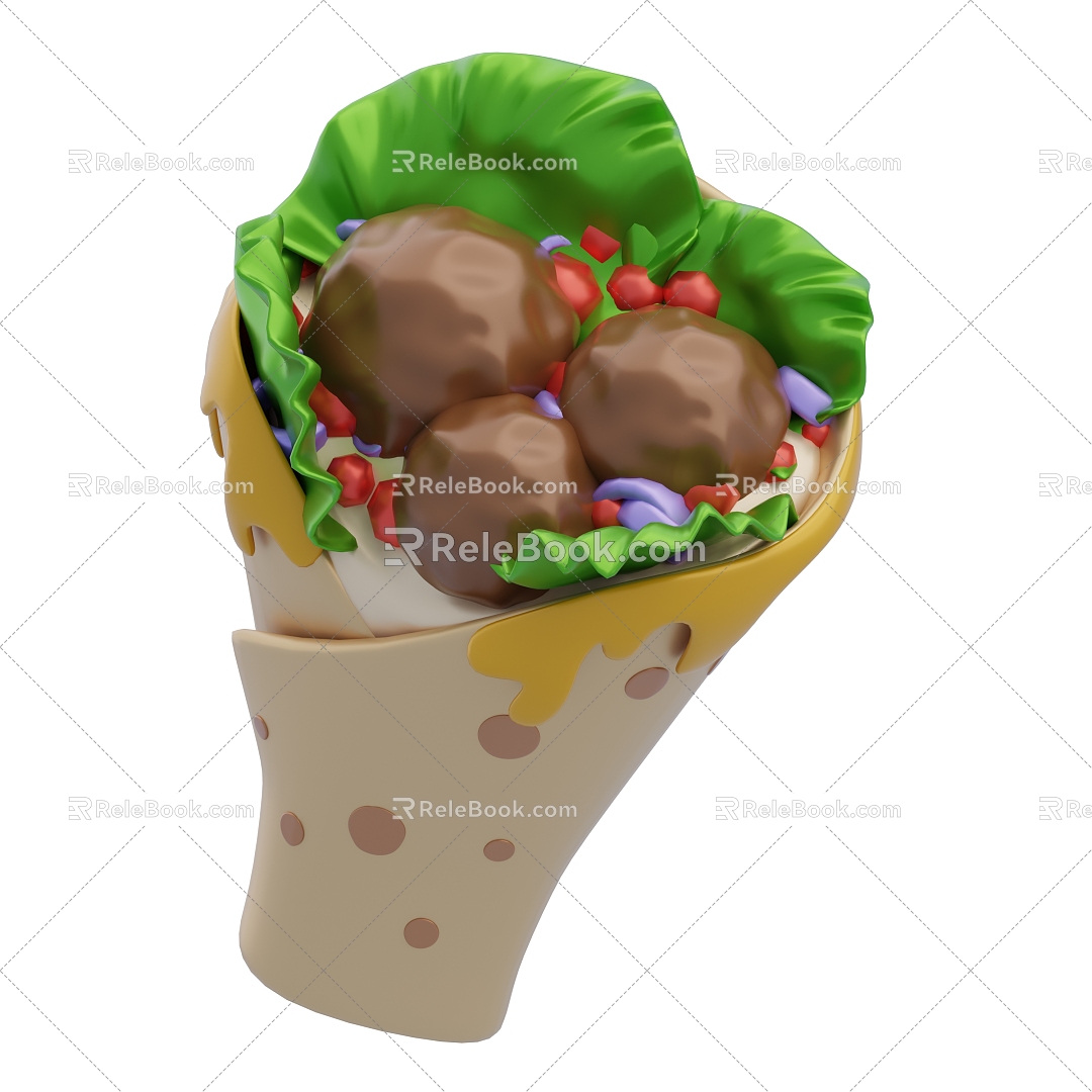 Modern Burrito Food Cartoon Food 3d model