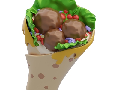 Modern Burrito Food Cartoon Food 3d model