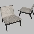 Modern Woven Leisure Chairs with Beige Seat and Black Wooden Legs Design
