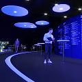Interactive Modern Tech Exhibition Display With Circular Platforms And Illuminated Rings 3d model