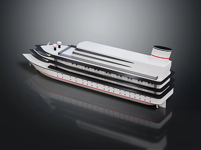 Modern White Cruise Ship With Multi Deck And Sleek Design 3d model