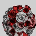 Colorful Red White Gray And Pink Roses Decorative Flower Ball Arrangement